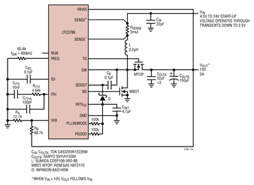 LTC3786 High Efficiency 10V Boost Converter