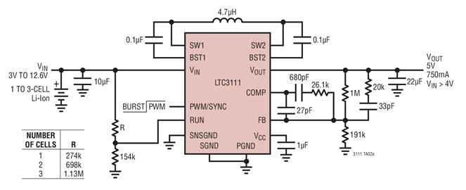 1, 2, 3 Li-Ion to 5V