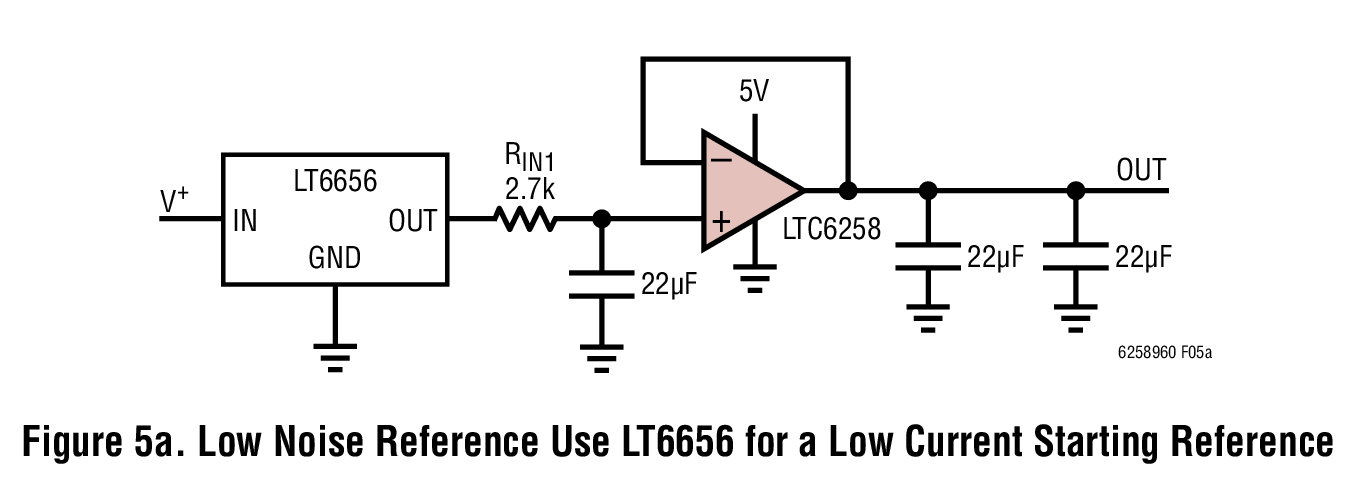 Figure 5a. Low Noise Reterence Use LT6656 for a Low current Starting Reterence