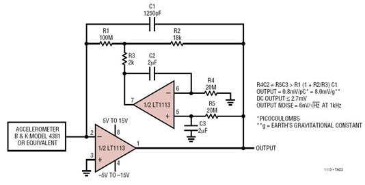 Accelerometer Amplifier with DC Servo