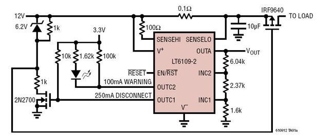 Circuit Fault Protection with Latching Load Disconnect and Early Warning Indication