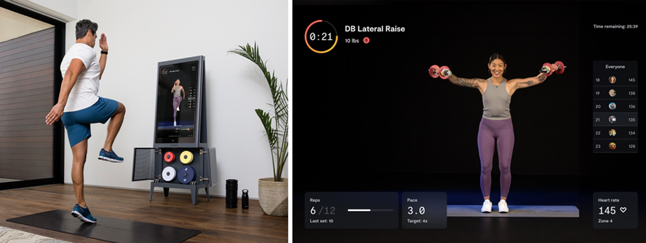 People working out with Tempo's smart home gym system.