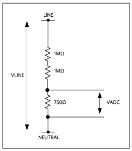 Figure 3. Typical evaluation board for line voltage measurement.