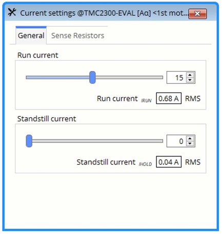 Figure 3: TMCL-IDE: Current settings