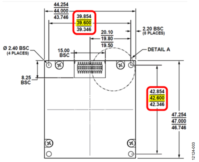  Figure 3. Outline Dimensions, Including Dimensions Between Mounting Holes.