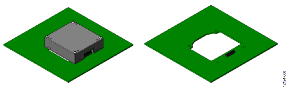 Figure 6. PCB with Cutout, With and Without Device.