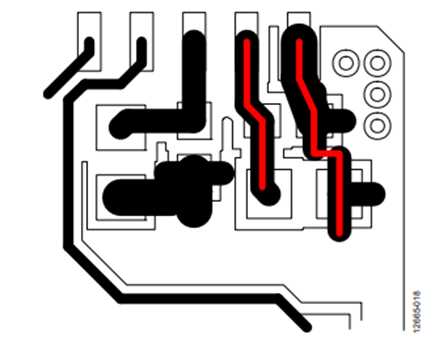 Figure 18. Layout of capacitors between the REF and GNDISO pins.