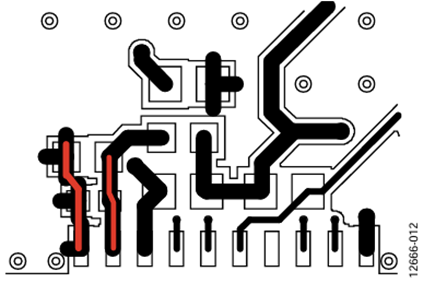 Figure 12. Layout of capacitors between the VDD pin and the GND pin.