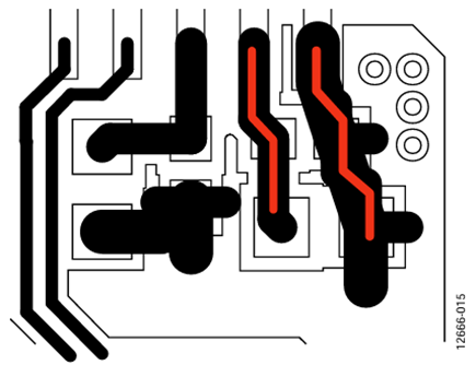 Figure 15. Layout of capacitors between the REF pin and the GNDISO pin.