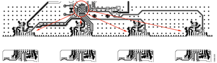 Figure 20. ADE7978 placed symmetrically to phase A and phase C of the ADE7933 and close to phase B of the ADE7933.