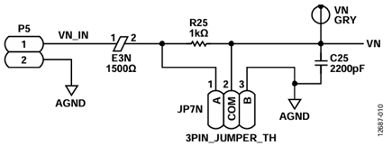 Figure 11. Neutral voltage connection, ADE7880 evaluation board.