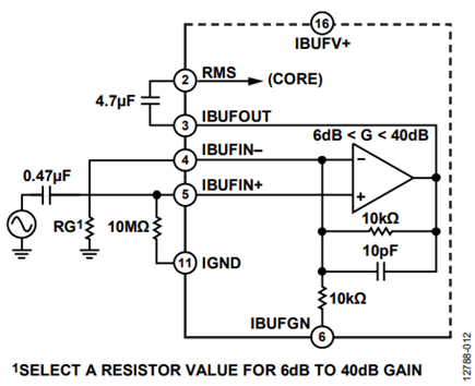 Figure 12. FET Input Buffer Configured for External Gain Adjustment for LFCSP.