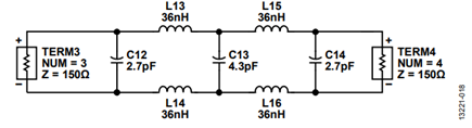 Figure 20. Differential Low-Pass Filter with Real World Value.