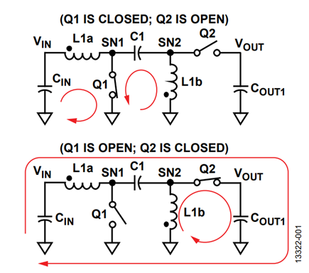 Figure 1. Current flow in a SEPIC converter.