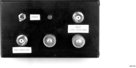 Figure 6c. Noise filter test box is fully shielded. Connections are as indicated. Capped BNC fittings (photo low center and right) are unused entries