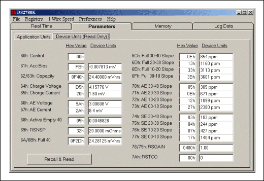 Figure 3. Device units subtab of parameters tab.