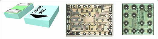 图1. 通用的2焊点CSP、55焊点倒装芯片、4 x 4 UCSP™ 