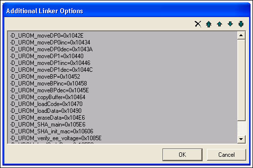 Figure 10. Update the contents of the Additional Linker Options with the addresses in the DS2790_UROM_listing.txt file.