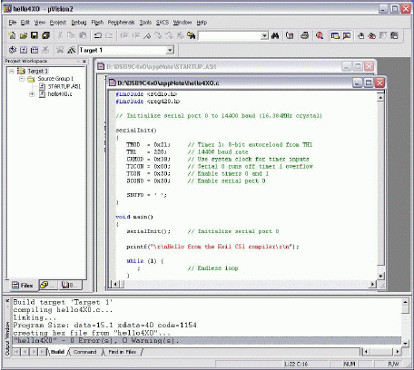 Figure 3. Compilation output from Keil µVision.