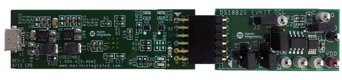 DS18B20EVKIT, DS18B20EVSYS1: EV System Board Photo