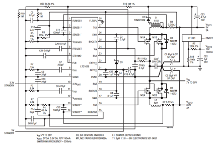 Figure 2. Two Square Inch 5V/3.3V/12V Portable Power Supply.