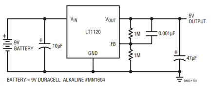 Figure 1. 9V to 5V Linear Regulator.