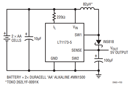 Figure 3. 3V to 5V Step-Up Regulator.