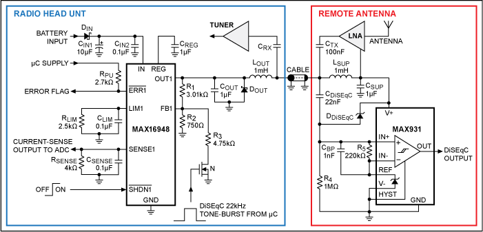 Figure 1. The DiSEqC application circuit.