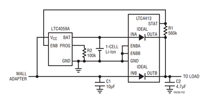 Figure 2. Automatic Switchover from a Battery to a Wall Adapter with a Battery Charger.