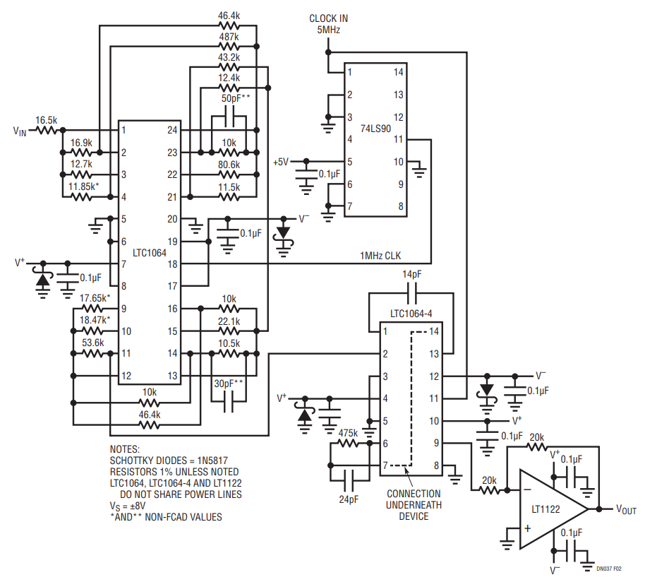 Figure 2. Schematic Diagram 10kHz-100kHz Bandpass Filter.
