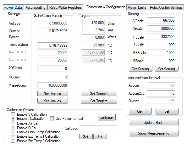 Figure 8. Calibrating the current gain in the 78M6610+PSUEVK GUI.