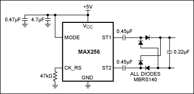 Figure 1. This simple circuit generates a capacitively isolated output voltage.