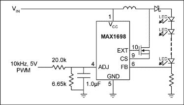 Figure 2. Replacing the EPOT of Figure 1 with an RC network reduces both the IC count and the required number of control lines. 