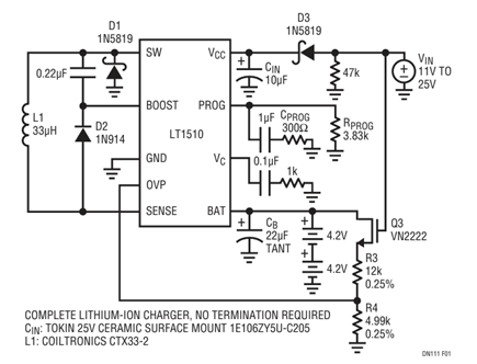 Figure 1. Charging Lithium-Ion Batteries (Efficiency at 1.3A = 86%).