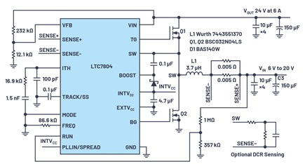 Electrical schematic of the boost converter