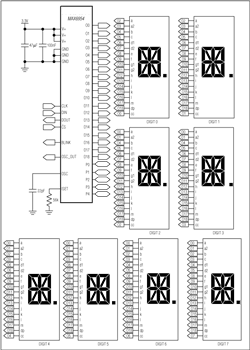 图1. MAX6954 16段显示应用电路