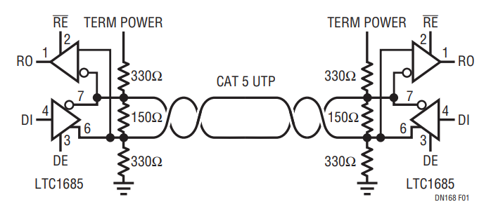 Figure 1. Fast-20/Fast-40 Differential SCSI Application.