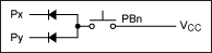 Figure 2. Additional pushbuttons (up to 28) can be monitored if they are connected to two ports using diodes.