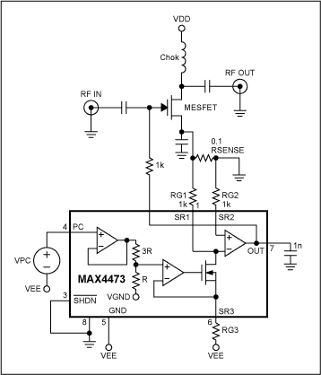 Figure 1. A smart-bias IC ensures uniform bias for GaAs FETs included in the manufacture of high-volume products.