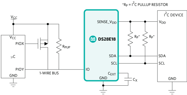 Figure 1. Single DS28E18-based system with a connected I2C device