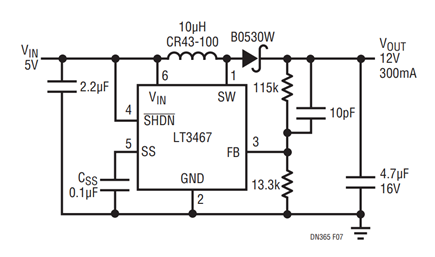 Figure 5. 5VIN to 12V at 300mA BOOST Converter.