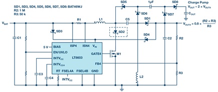 Charge pump circuit provides an additional high voltage output