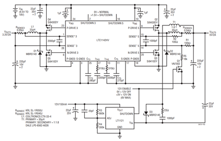 Figure 2. LTC1142 Triple Output High Efficiency Power Supply.