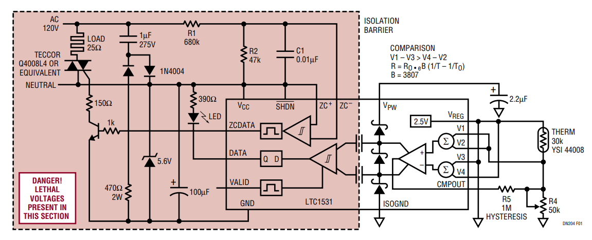 Figure 1. Isolated Thermistor Temperature Controller.