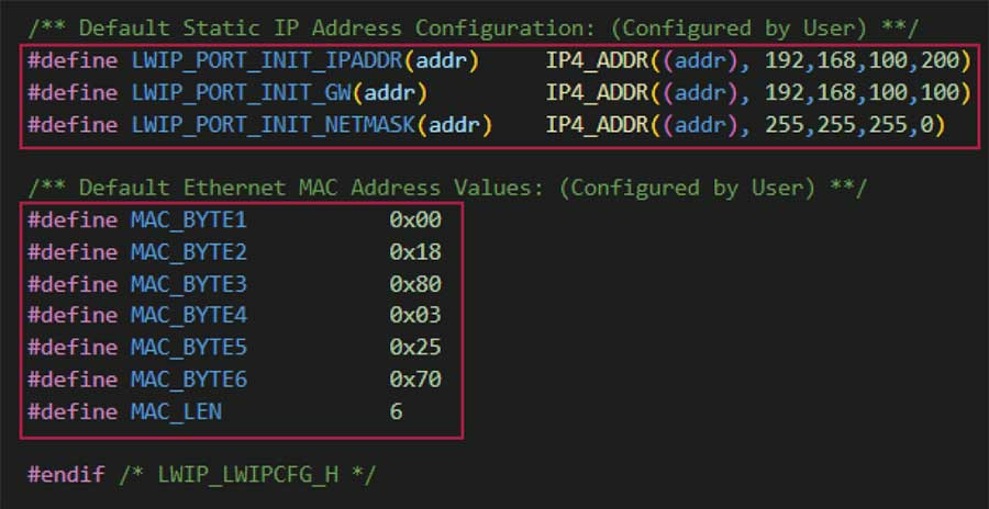 Figure 3. lwipcfg header file.