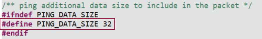 Figure 7. Ping data packet size.