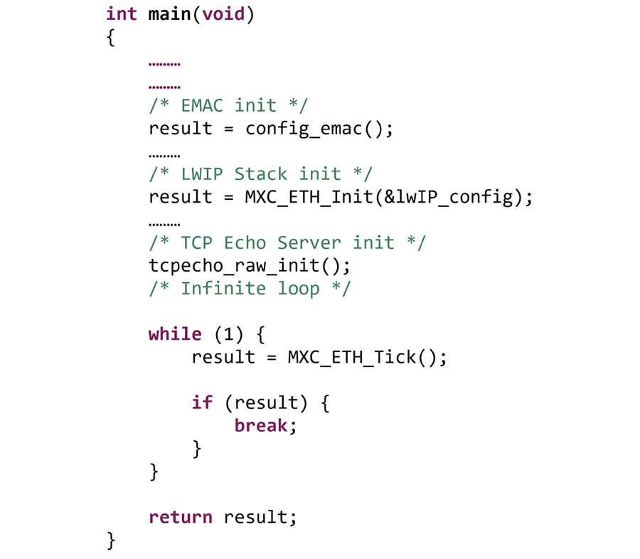 Figure 11. A snippet of code giving an overview of the firmware structure.