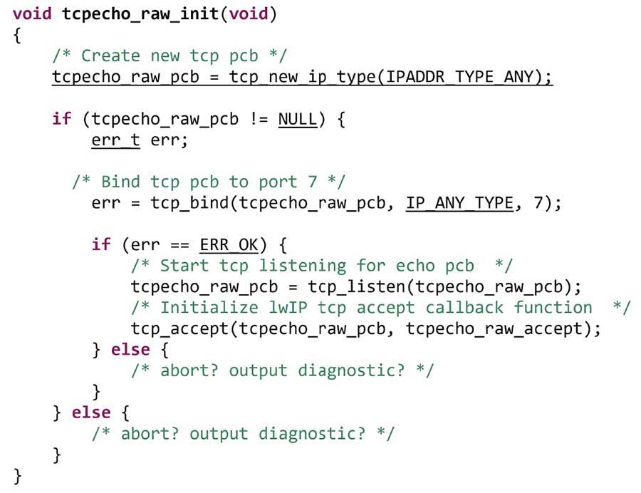 Figure 12. The Echo server initialization structure.