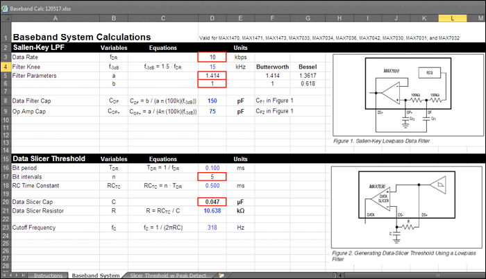 Figure 1. The Baseband System worksheet.