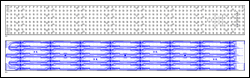 图8. LED显示模块PCB (64mm x 512mm)和LED一起装配在一侧，MAX6974 LED驱动器装配在另一侧(PCB分为左侧(a)和右侧(b))。